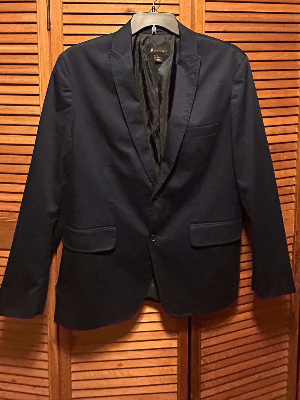 INC International Concepts Navy Blue Slim Fit Two-Button Sports Coat